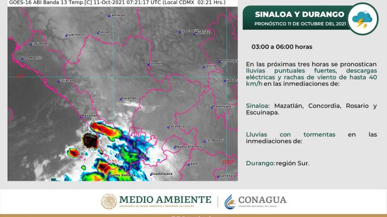 Se registran lluvias en el sur de Sinaloa a causa de la tormenta Pamela