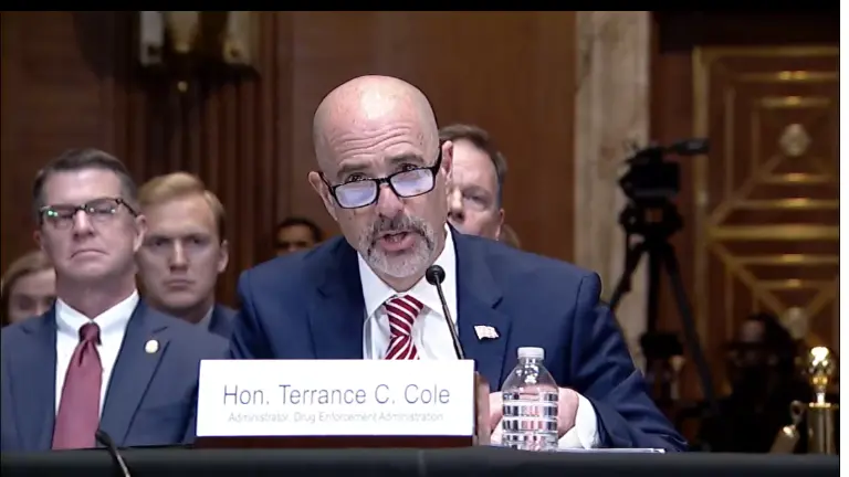 Terrance Cole, director de la DEA, en una audiencia en el Senado de Estados Unidos.