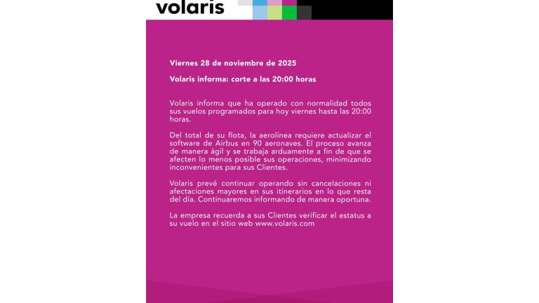 Aeronaves A320 de aerolíneas como Volaris y VivaAerobús están sujetas a la actualización de software ordenada por Airbus para reforzar la seguridad operativa.