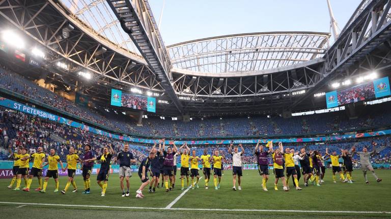 Suecia celebra su triunfo ante Polonia.