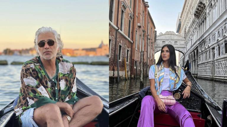 Alejandro Fernández y Karla Laveaga disfrutan de un paseo por Venecia.