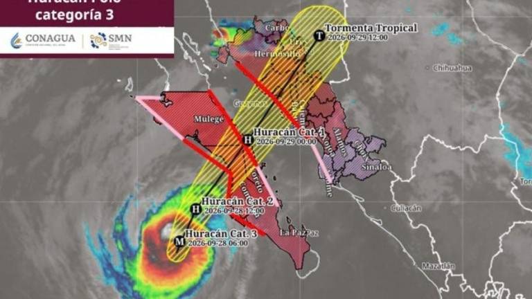 Ubicación y trayectoria del huracán Polo, que se encamina hacia Baja California Sur.