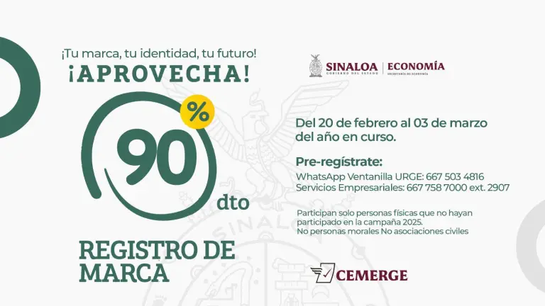 La dependencia abrió una convocatoria con vigencia del 20 de febrero al 3 de marzo para que emprendedores tramiten su registro de marca con costo preferencial.