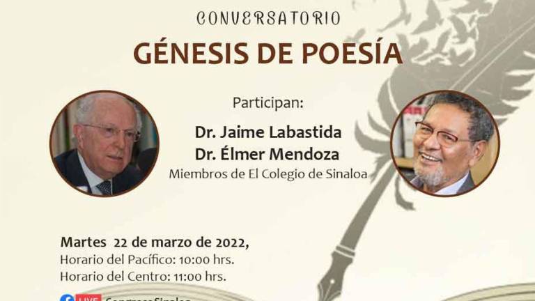Jaime Labastida y Élmer Mendoza hablarán de poesía en conversatorio