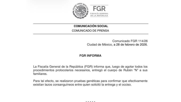 El cadáver de “El Mencho” permanecía en instalaciones de la FGR en Ciudad de México.