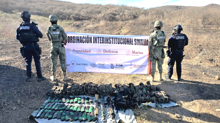 El armamento y equipo táctico fueron puestos a disposición de las autoridades federales tras los operativos.