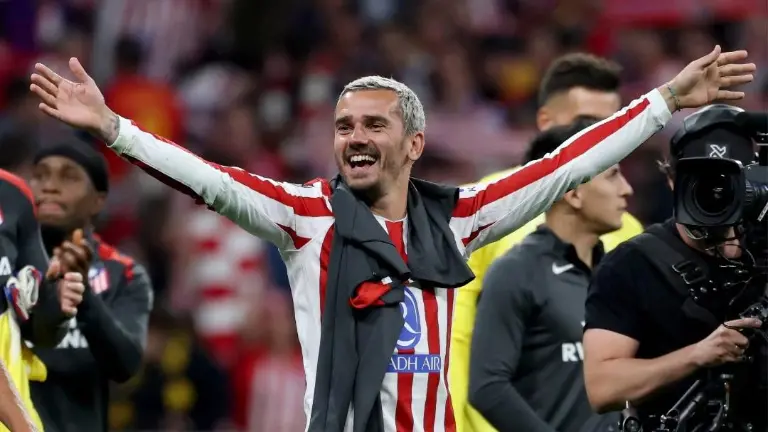 Antoine Griezmann celebra el sufrido pase a semifinales del Atlético de Madrid.