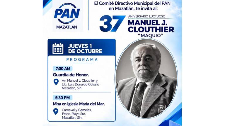 El PAN realizará diversas actividades en Mazatlán para recordar a Manuel Clouthier del Rincón en su 37 aniversario luctuoso.