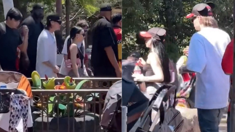 Peso Pluma y Nicki Nicole disfrutan de un día en Disneyland.