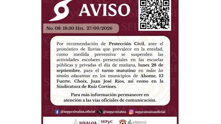 La medida preventiva aplicará durante el turno matutino y en todos los niveles educativos.