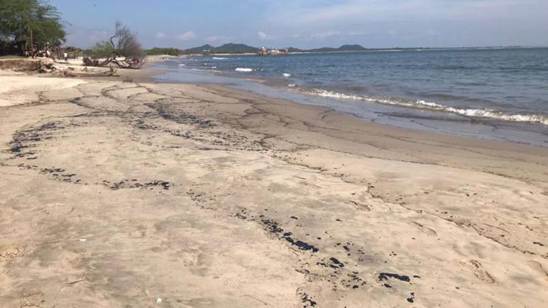 Daños en las playas por el derrame de petróleo en Oaxaca.