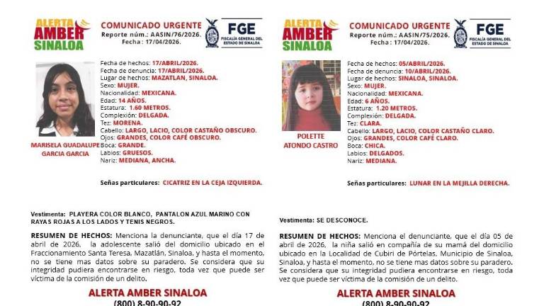 Marisela Guadalupe y Polette son buscadas por sus familias.