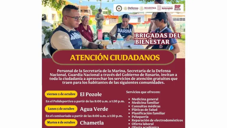 Las Brigadas del Bienestar estarán en comunidades rurales de Rosario.