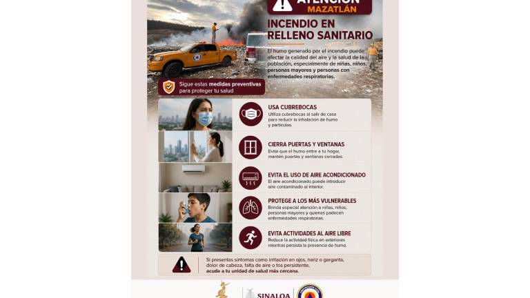 Recomendaciones de Protección Civil Municipal ante el humo generado por el incendio en el basurón municipal de Mazatlán.