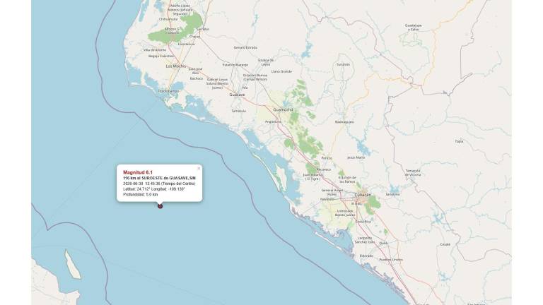 Registran sismo frente a las costas de Guasave.