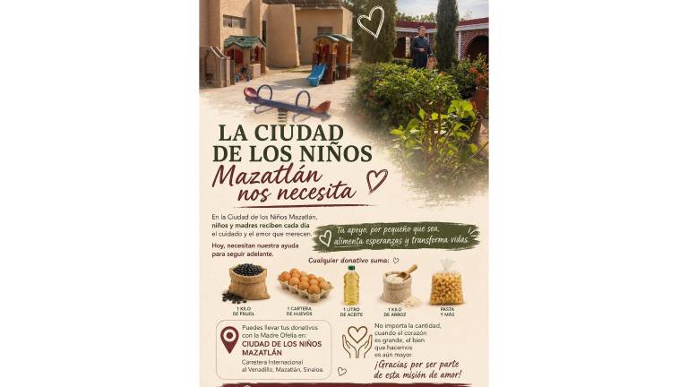 Campaña de recaudación de apoyos en alimentos para la Ciudad de los Niños de Mazatlán.