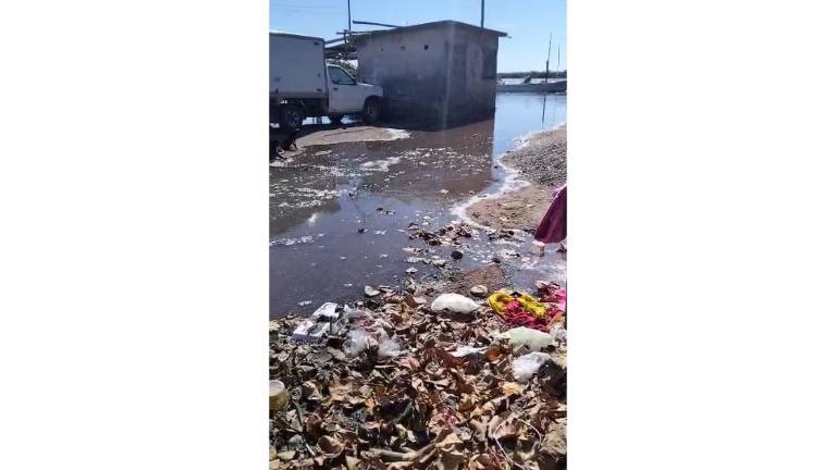 En Las Aguamitas, en Navolato, sube de nuevo la marea y el mar se mete a la comunidad.