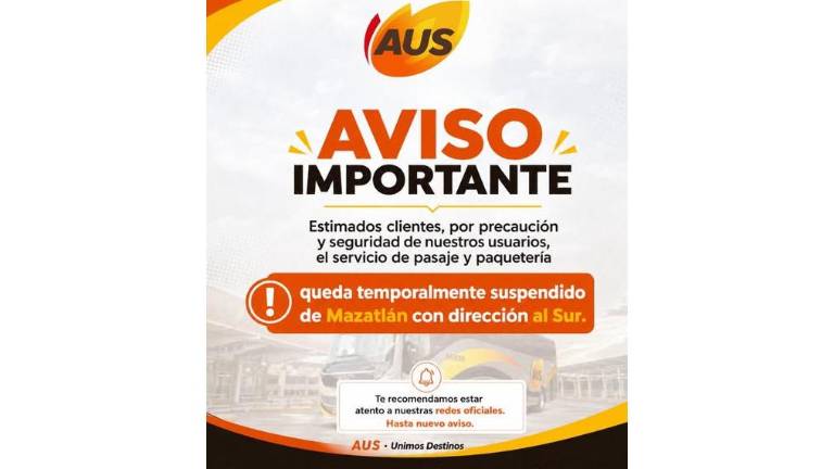 Suspenden servicio de transporte hacia el sur de Mazatlán por hechos de violencia en Escuinapa.
