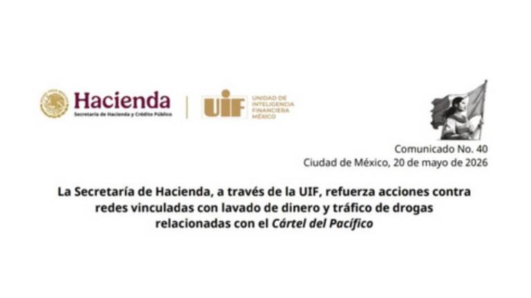 Comunicado de la UIF sobre la red de lavado de dinero relacionada con el Cártel de Sinaloa.