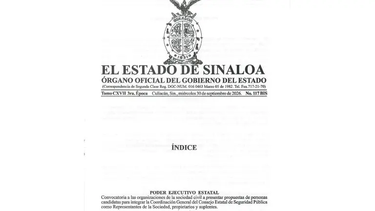 Convocatoria para renovar a los integrantes del Consejo Estatal de Seguridad Pública de Sinaloa.
