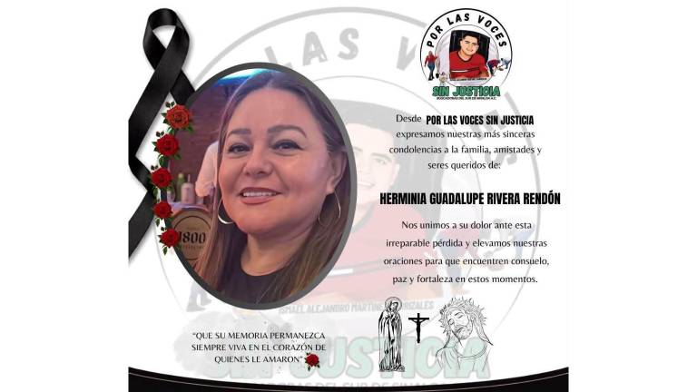 El colectivo de búsqueda Por las Voces Sin Justicia confirma la identificación de Herminia Guadalupe Rivera Rendón.