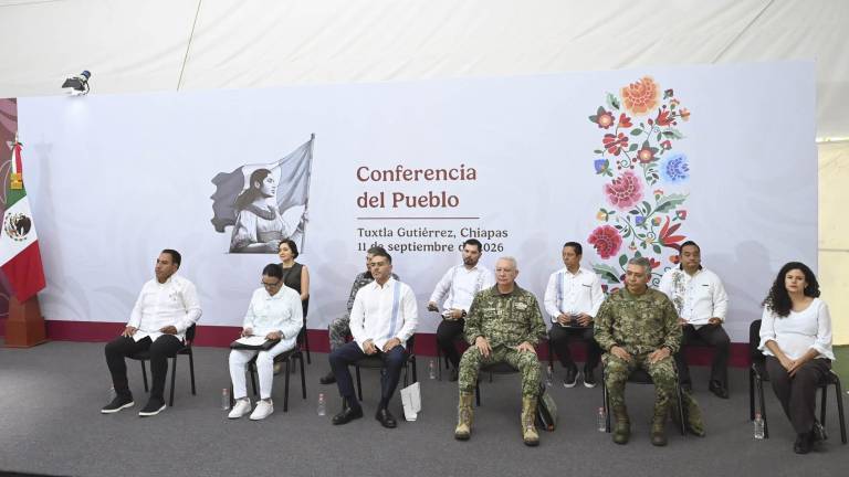 El Gabinete de Seguridad en la conferencia matutina desde Chiapas.