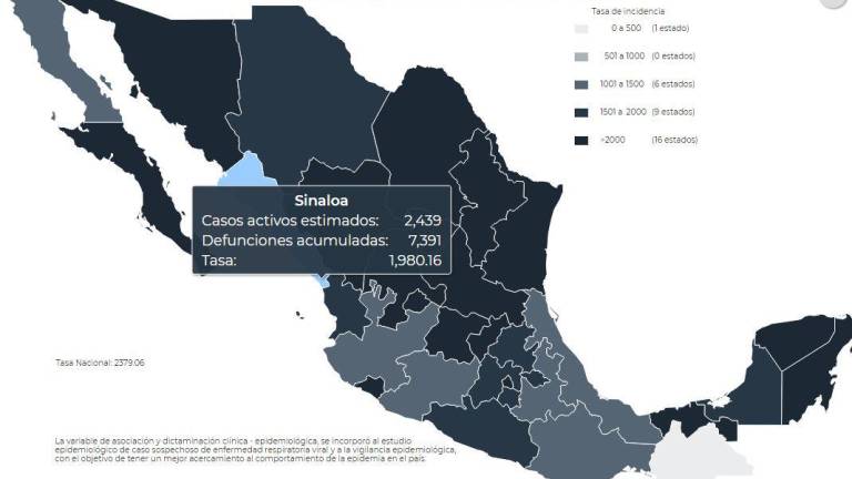 Sinaloa suma 28 decesos y registra 381 contagios nuevos de Covid: Salud