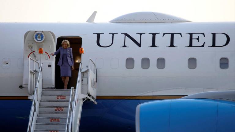 Jill Biden, primera dama de los Estados Unidos llega al Aeropuerto Internacional de la Ciudad de México.