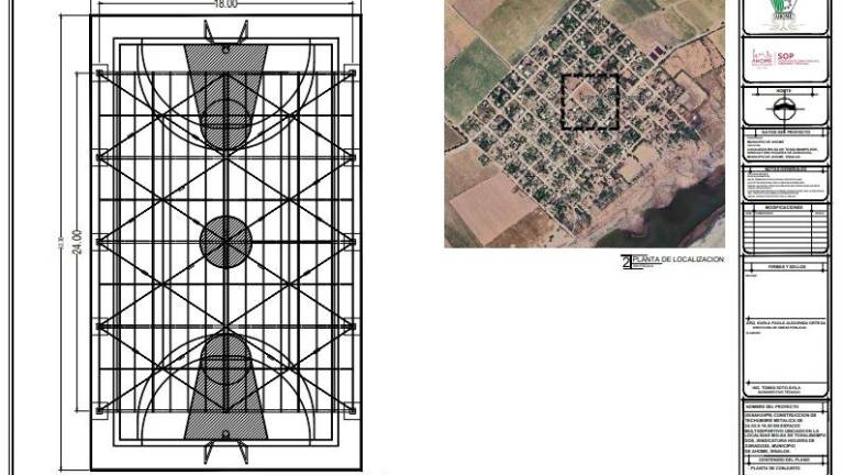 La construcción de techumbre metálica en un espacio multideportivo por un importe de un millón 898 mil 845.82 pesos.