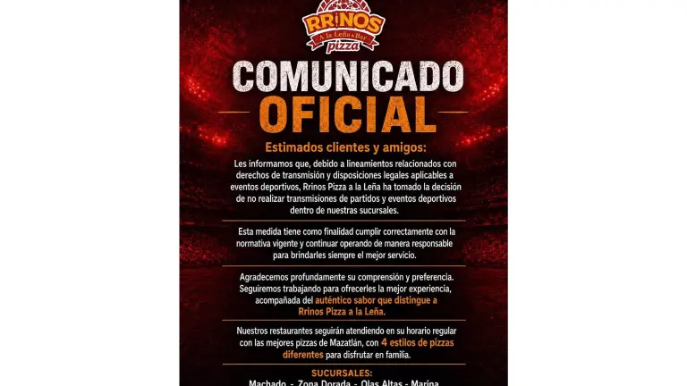 Restaurantes y bares de Mazatlán, como Rrinos Pizza, optaron por no transmitir partidos del Mundial 2026 para evitar posibles multas.