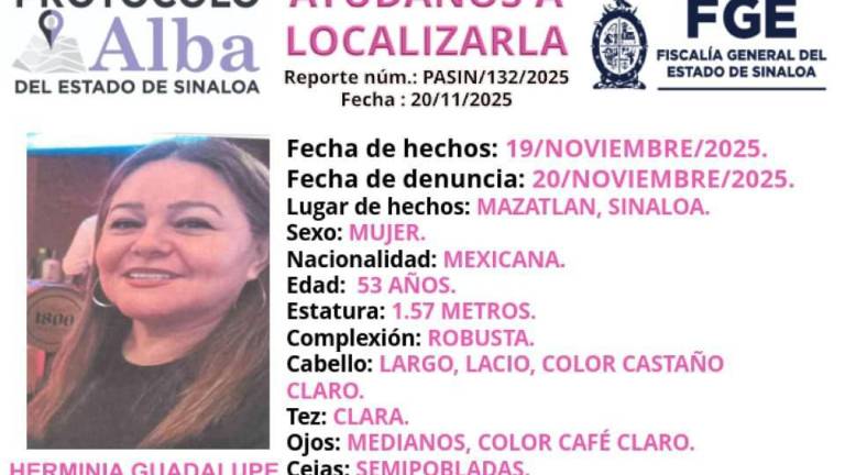 A través del Protocolo Alba se mantiene la búsqueda de Herminia Rivera y Teresa Morales, desaparecidas desde el 19 de noviembre en Mazatlán.
