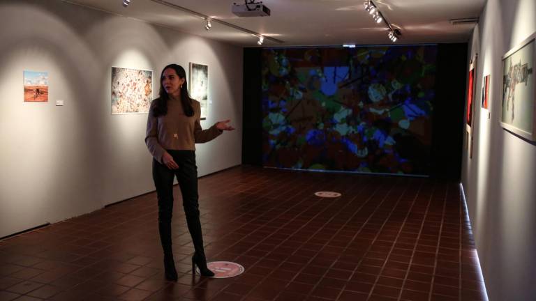 Alejandra Larrondo hace un recorrido por la exposición.