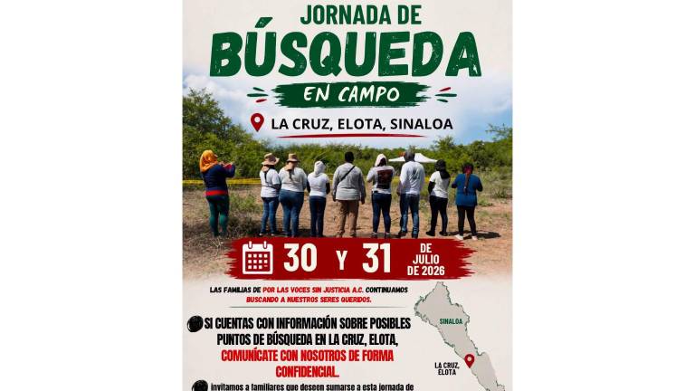 El colectivo Por Las Voces Sin Justicia volverá a realizar búsquedas en La Cruz de Elota este fin de semana.