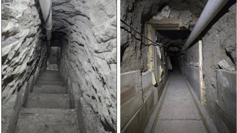 Imagen del túnel utilizado para transportar droga hacia Estados Unidos, en la zona de San Diego.