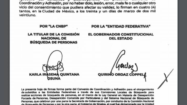 Tres meses después de firmado, publican convenio para otorgar recursos a Comisión de Búsqueda de Sinaloa