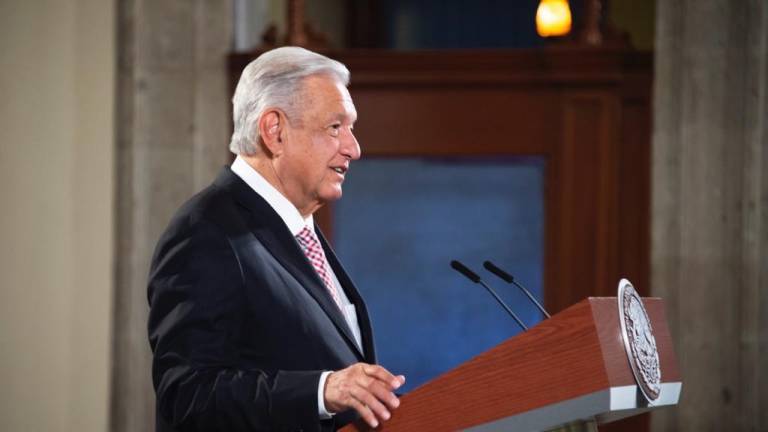 El Presidente Andrés Manuel López Obrador en la conferencia de este viernes.