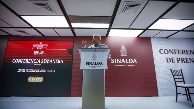 Rubén Rocha Moya durante la conferencia semanal.