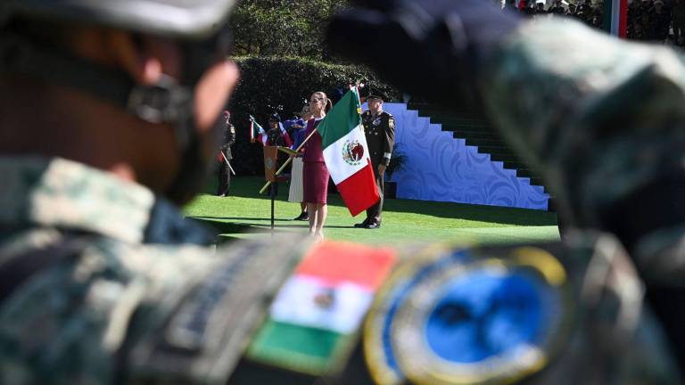 Durante la conmemoración del Día de la Bandera.