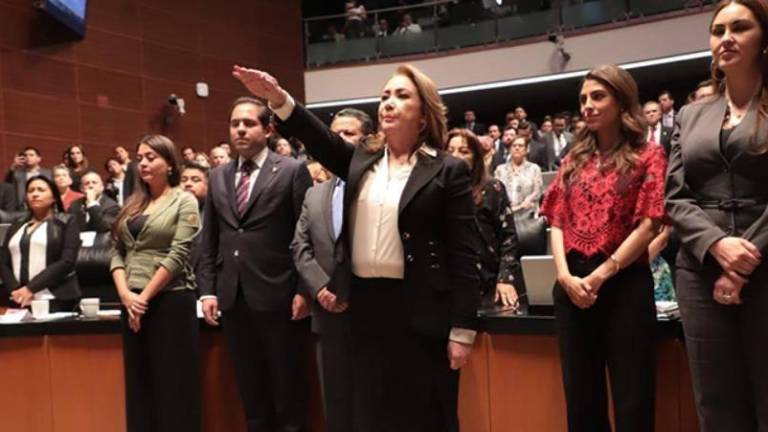 Yasmín Esquivel Mossa cuando rindió protesta como nueva Ministra de la Suprema Corte de Justicia de la Nación.