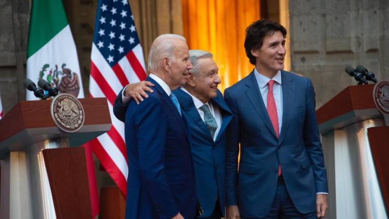 Los presidentes de Estados Unidos y México junto al Primer Ministro de Canadá.