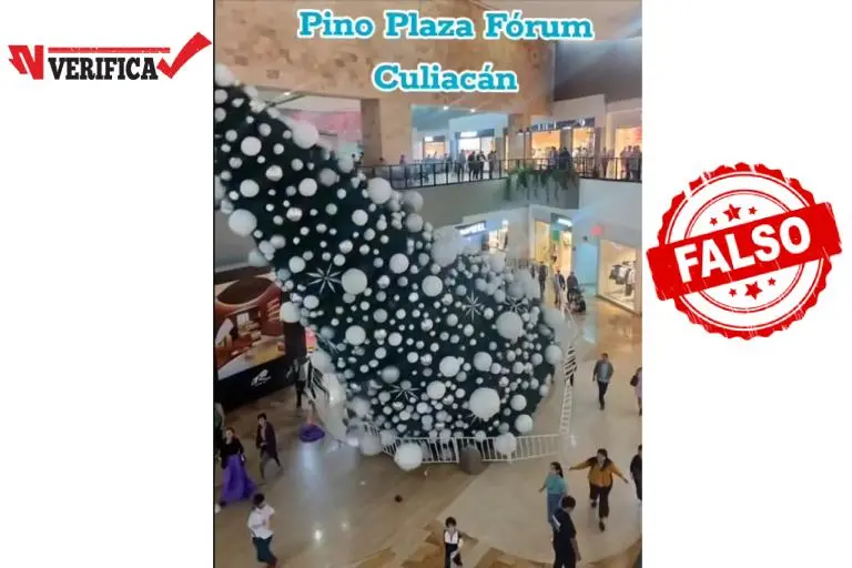 Circula video falso de un pino navideño en Plaza Fórum Culiacán; detector de IA confirma alteración