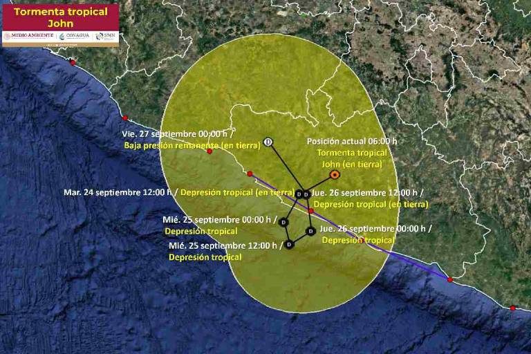 John deja tres muertos en Guerrero; se debilita a tormenta tropical tras tocar tierra