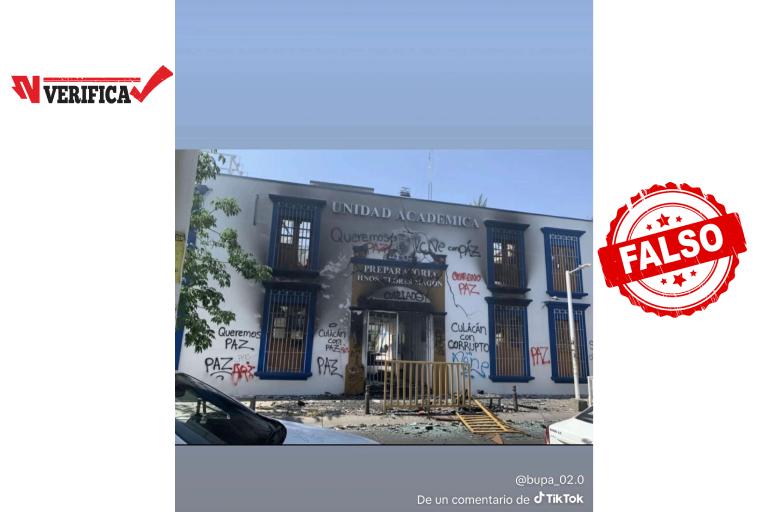 Circula imagen falsa sobre daños en la Preparatoria Hermanos Flores Magón tras protestas en la UAS