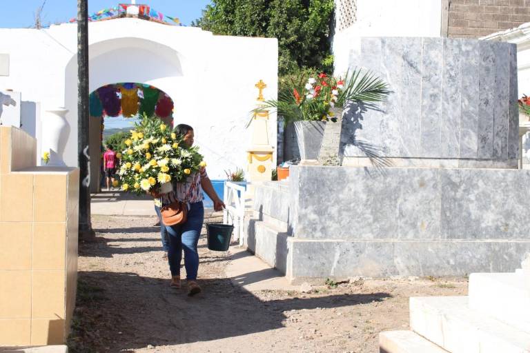 Luce solo panteón de Escuinapa en el Día de Todos los Santos