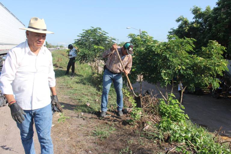 Realizan jornada de limpieza y arborización en la salida norte de Escuinapa