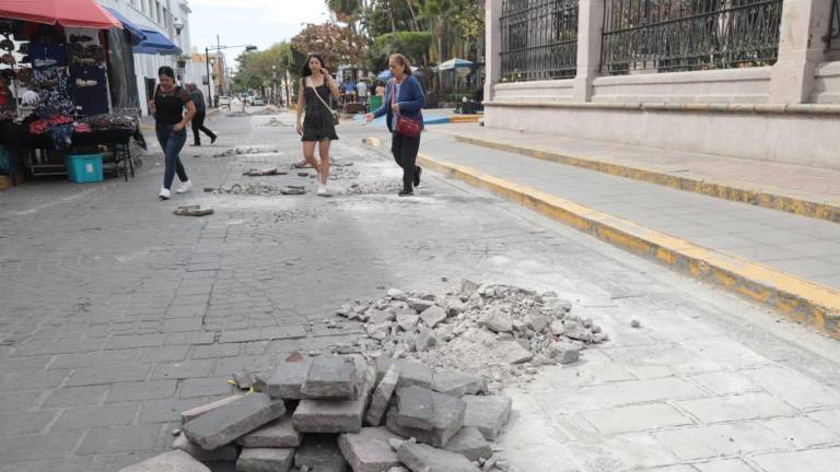 Las reparaciones continúan en la calle General Ángel Flores.