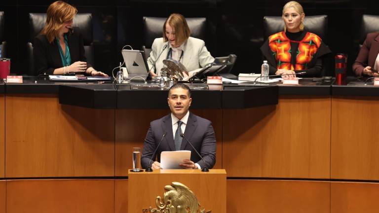 Omar García Harfuch, Secretario de Seguridad y Protección Ciudadana, en la comparecencia en el Senado.