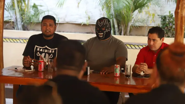 Antrax estuvo presente en la conferencia para presentar los pormenos de la función de lucha libre de Project Lucha.