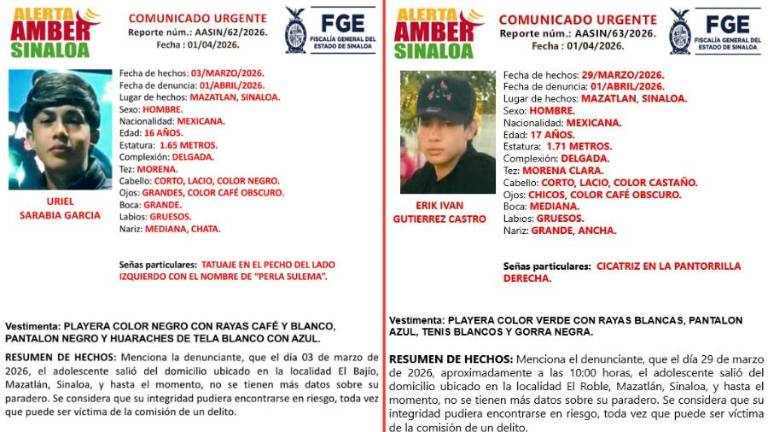 Autoridades estatales activaron fichas de búsqueda para la localización de los dos menores.