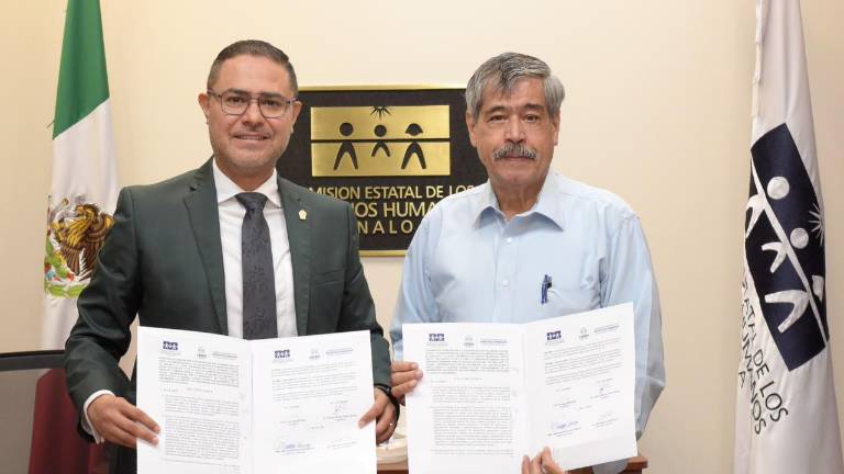Óscar Loza Ochoa y Carlos Alberto Prieto firmaron el convenio de coordinación y colaboración entre los organismos defensores de derechos humanos.